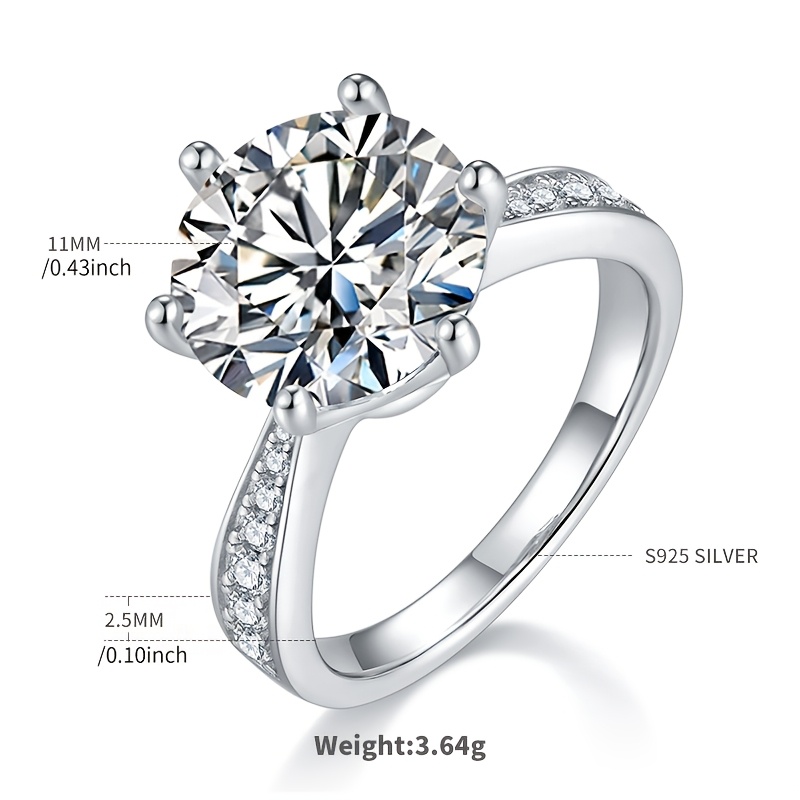 Men's 5-Carat Moissanite Ring, Classic Luxury Prong Setting